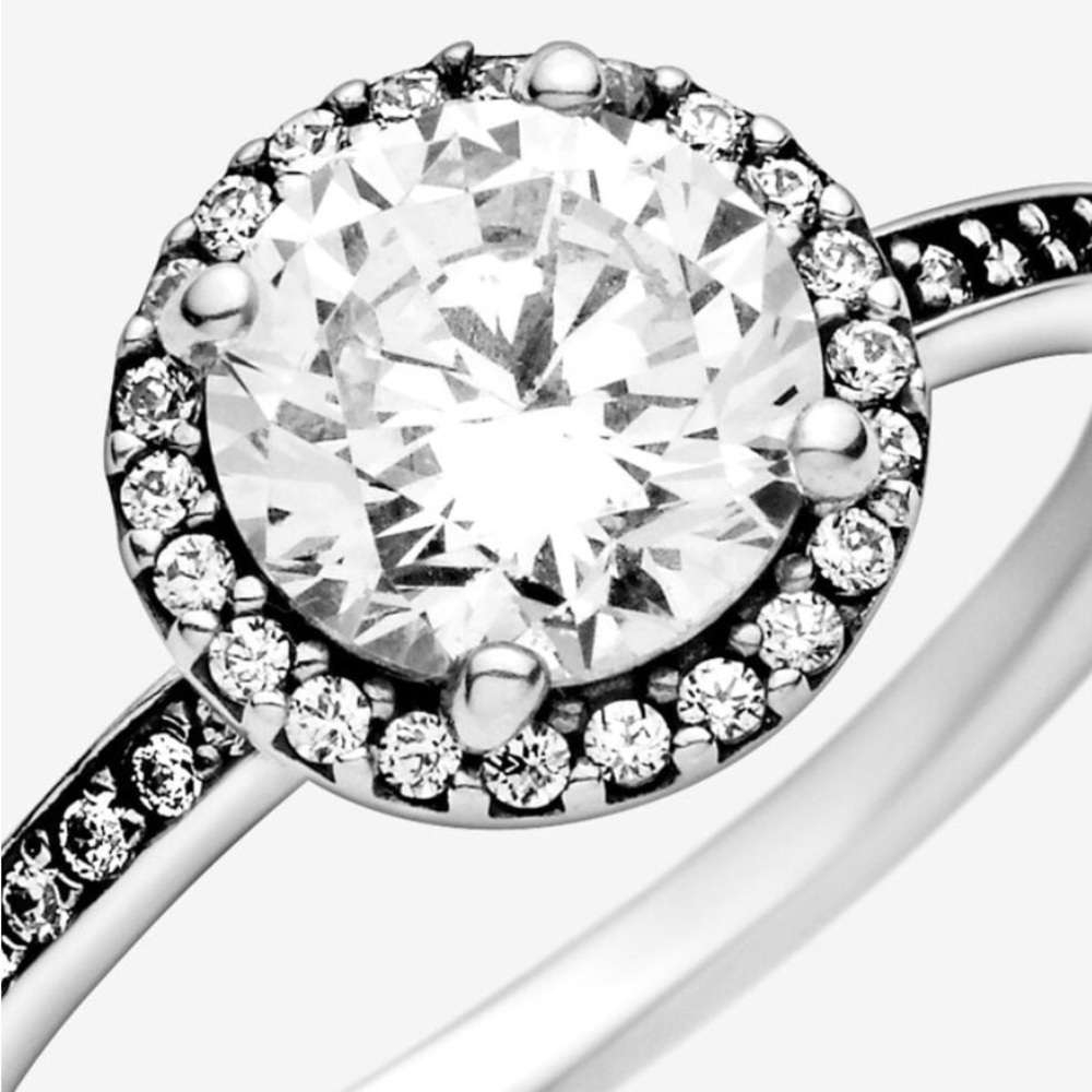 Pandora Silver Clear Halo Ring